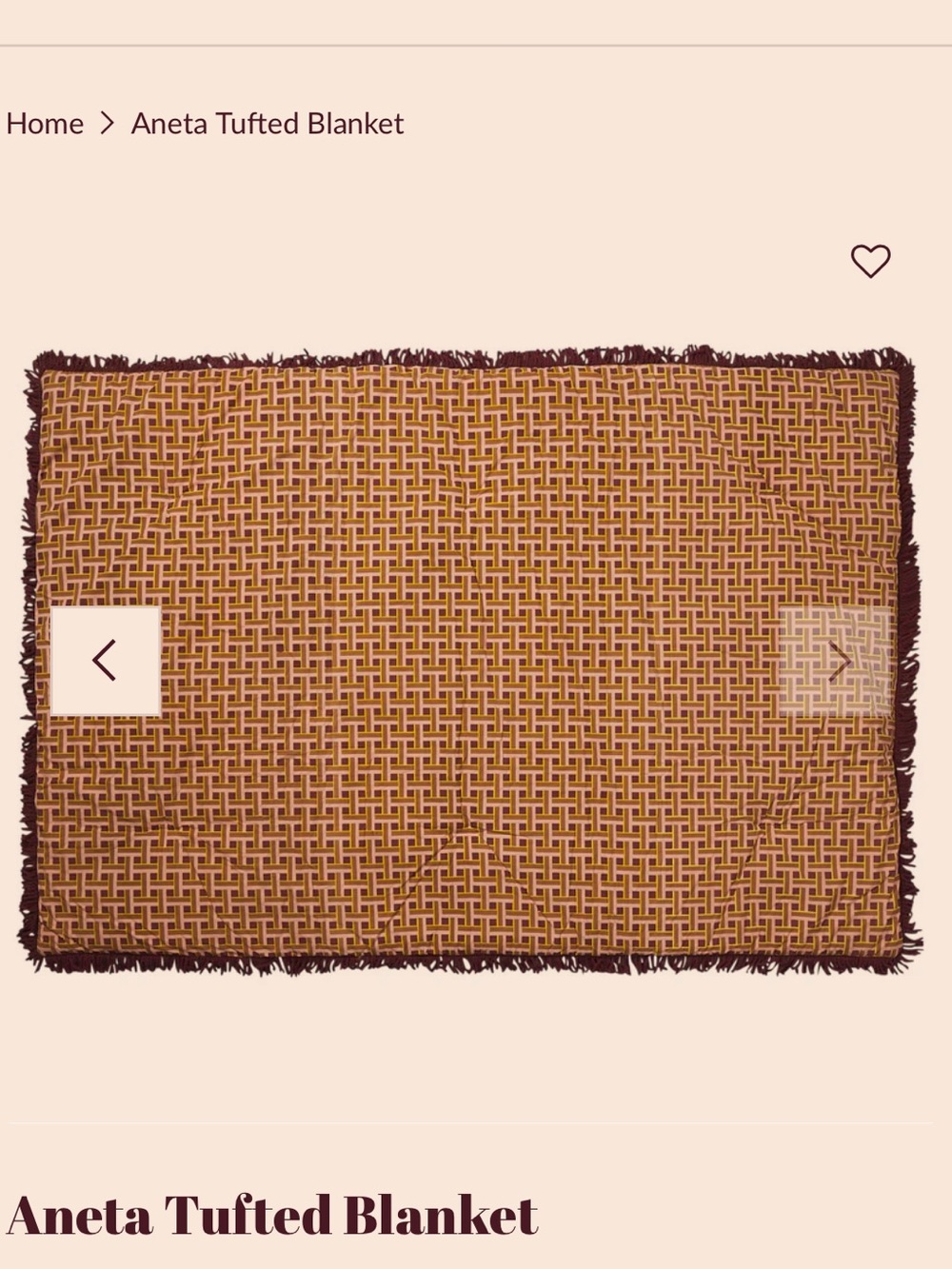 NWT Whimsical Anthropologie -esque Cotton Reversible Blanket in Pink & Burgundy - Picture 2 of 8